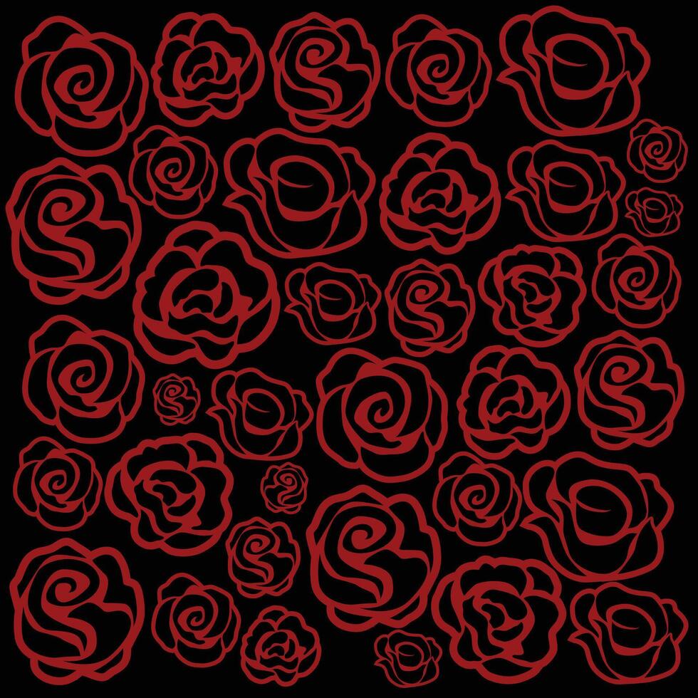 pattern with roses on a black background. vector