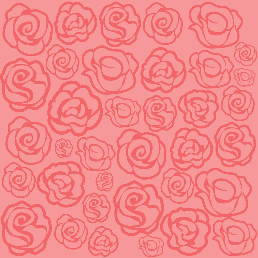 pattern with roses on a pink background. vector