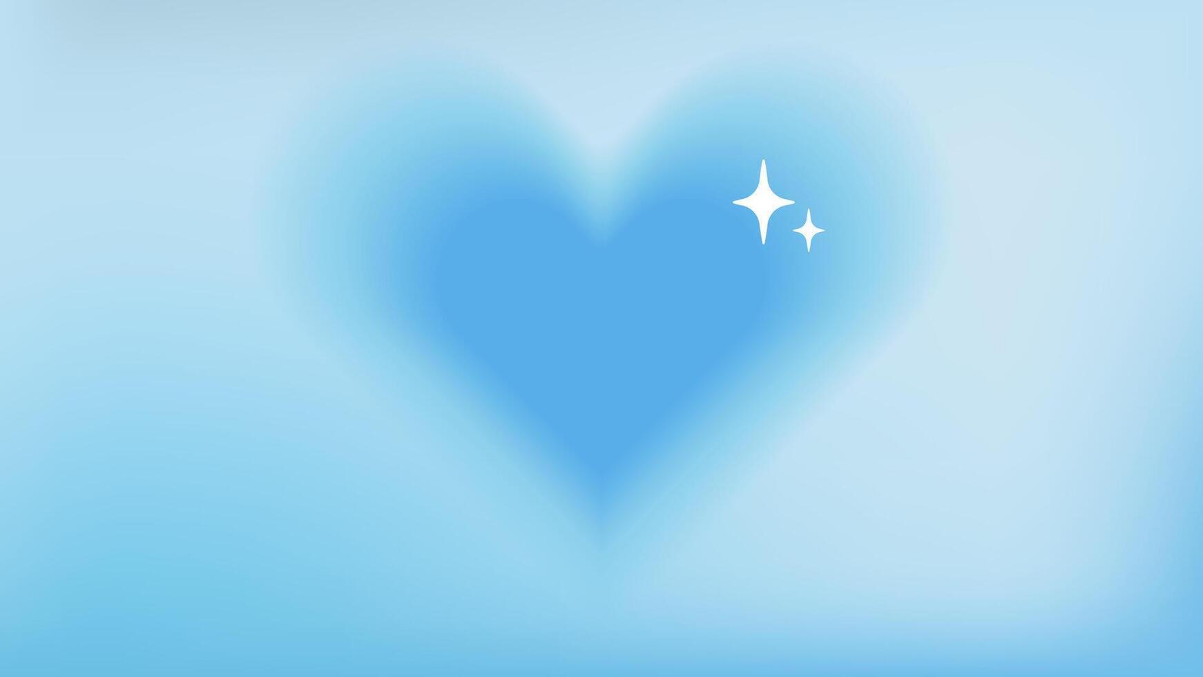 Blue y2k heart bg. Abstract aura love minimal background with sparkle. 2000s aesthetic romantic banner for valentine day event. Dreamy 90s header cover for sale or party promotion illustration vector
