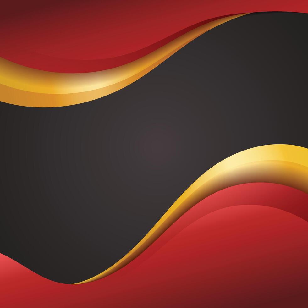 Red and gold luxury 3d background curved lines abstract vector