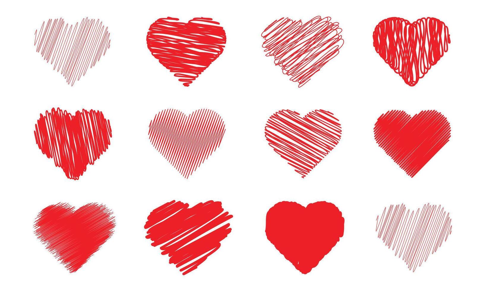 Collection of different red heart love symbols vector