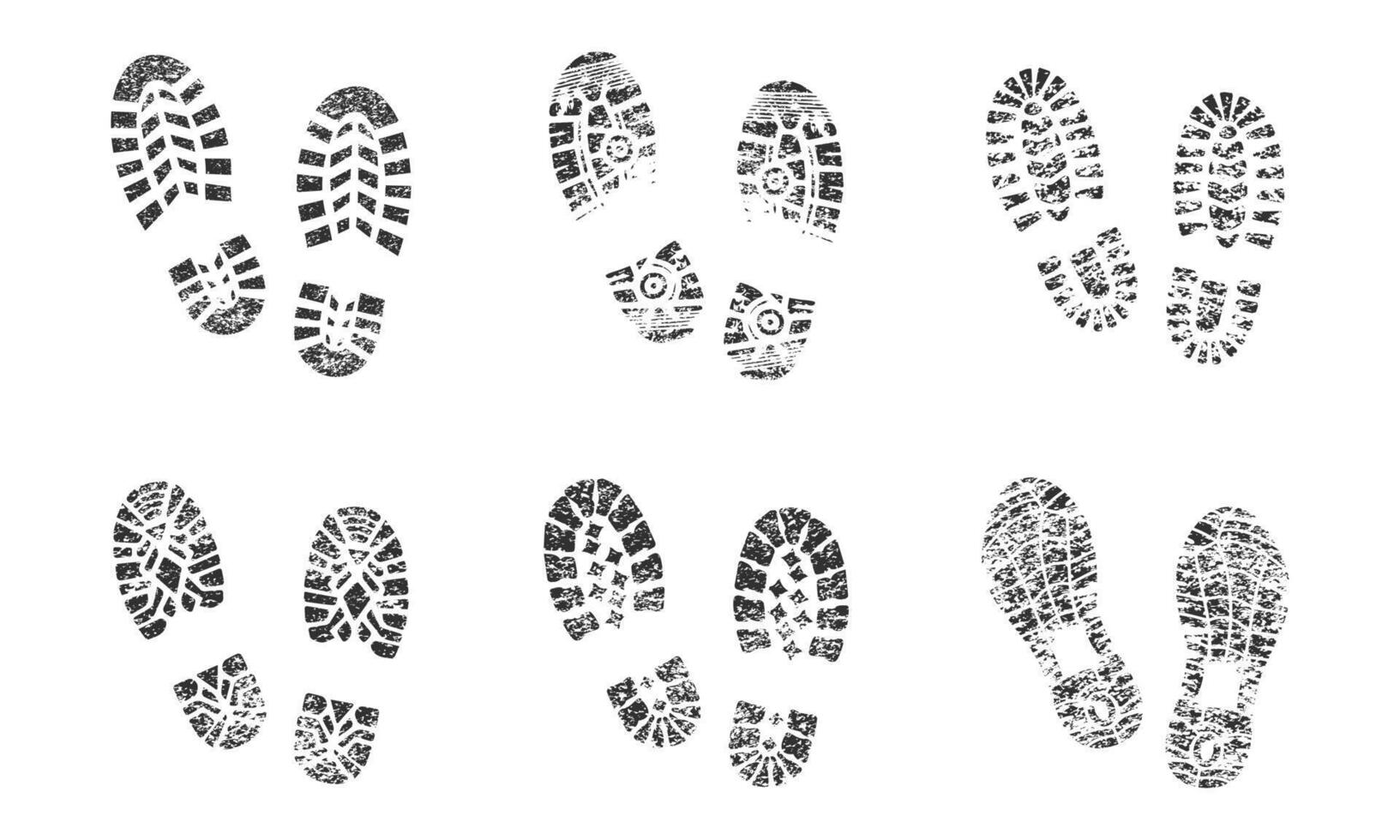 Collection of different abstract black grunge shoe prints vector
