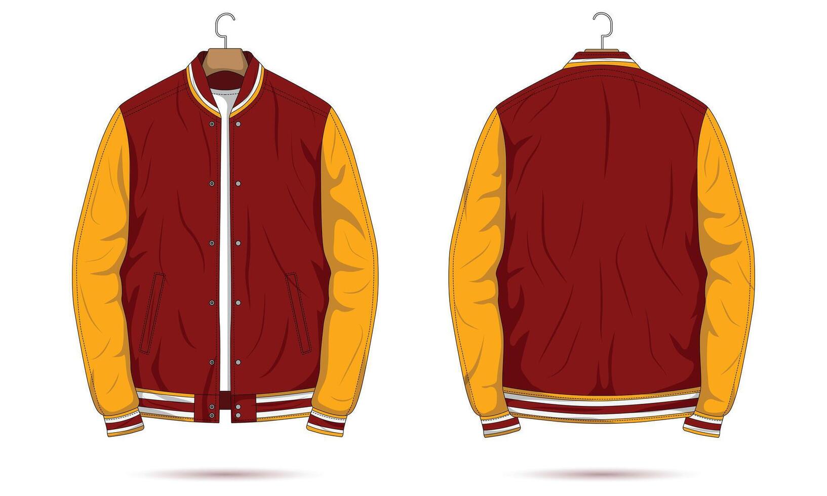 Varsity jacket mockup, bomber jacket, baseball jacket vector