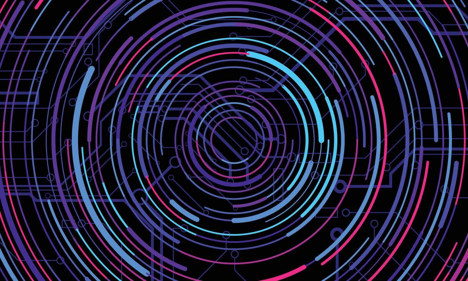 Colorful circular lines technology background vector