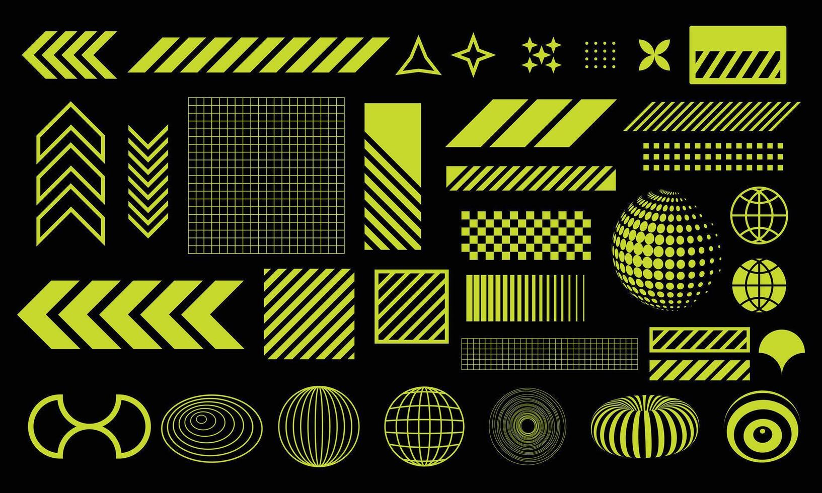 Collection of abstract futuristic technology retro elements vector