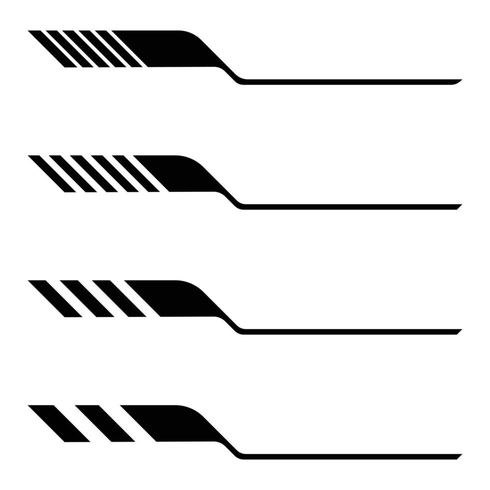 Set of abstract geometric stripes racing style car wrap stickers vector