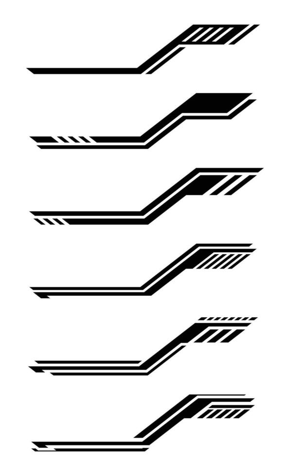 Abstract racing geometric stripes vehicle wrap stickers collection vector