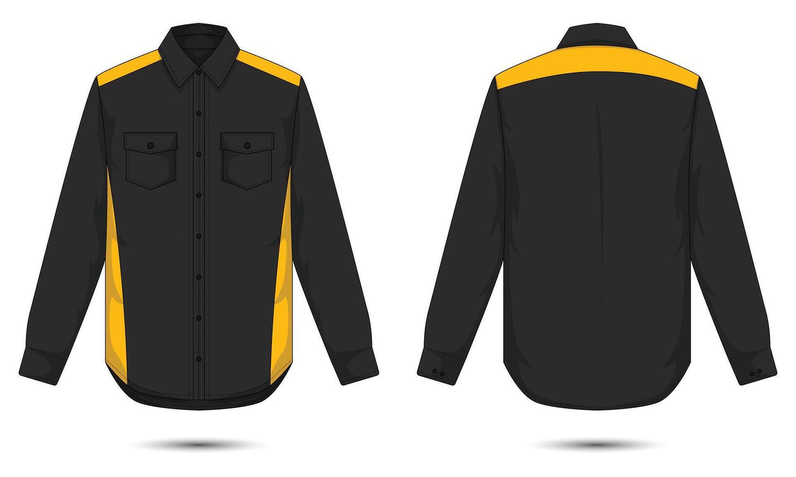 Long sleeve button down office shirt mockup front and back view vector