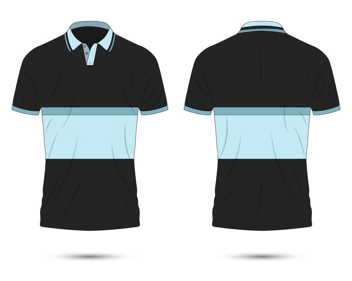 Modern polo shirt mockup front and back view vector