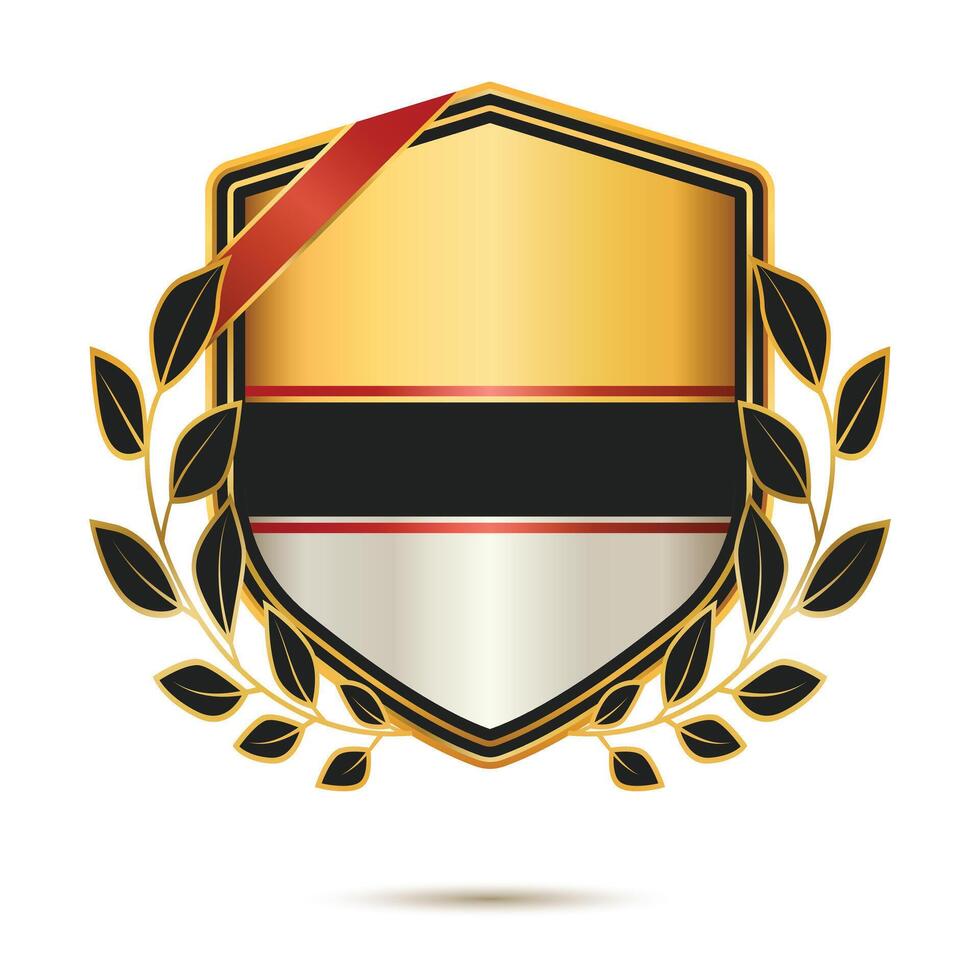 Elegant Shield Emblem with Golden Laurel Leaves vector