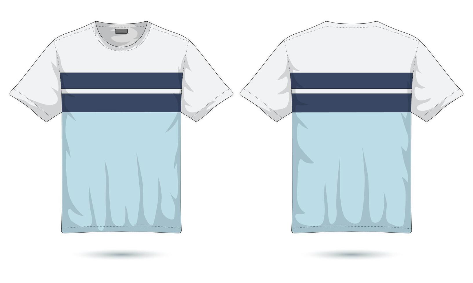 Modern men's striped t-shirt mockup front and back view vector