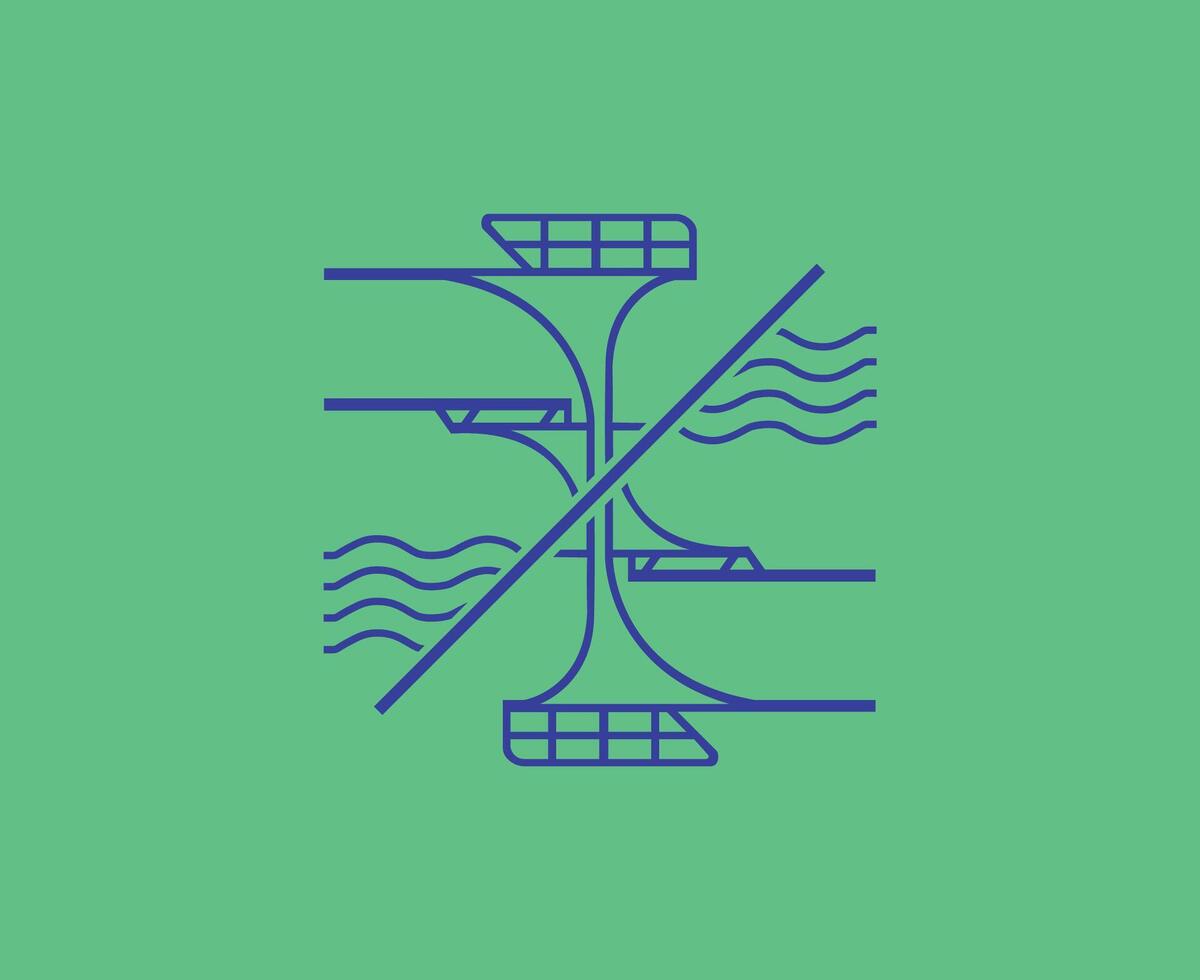 Plongeon Pictogram Olympics Games Paris 2024 Logo Blue Symbol Abstract Design Illustration With Green Background vector