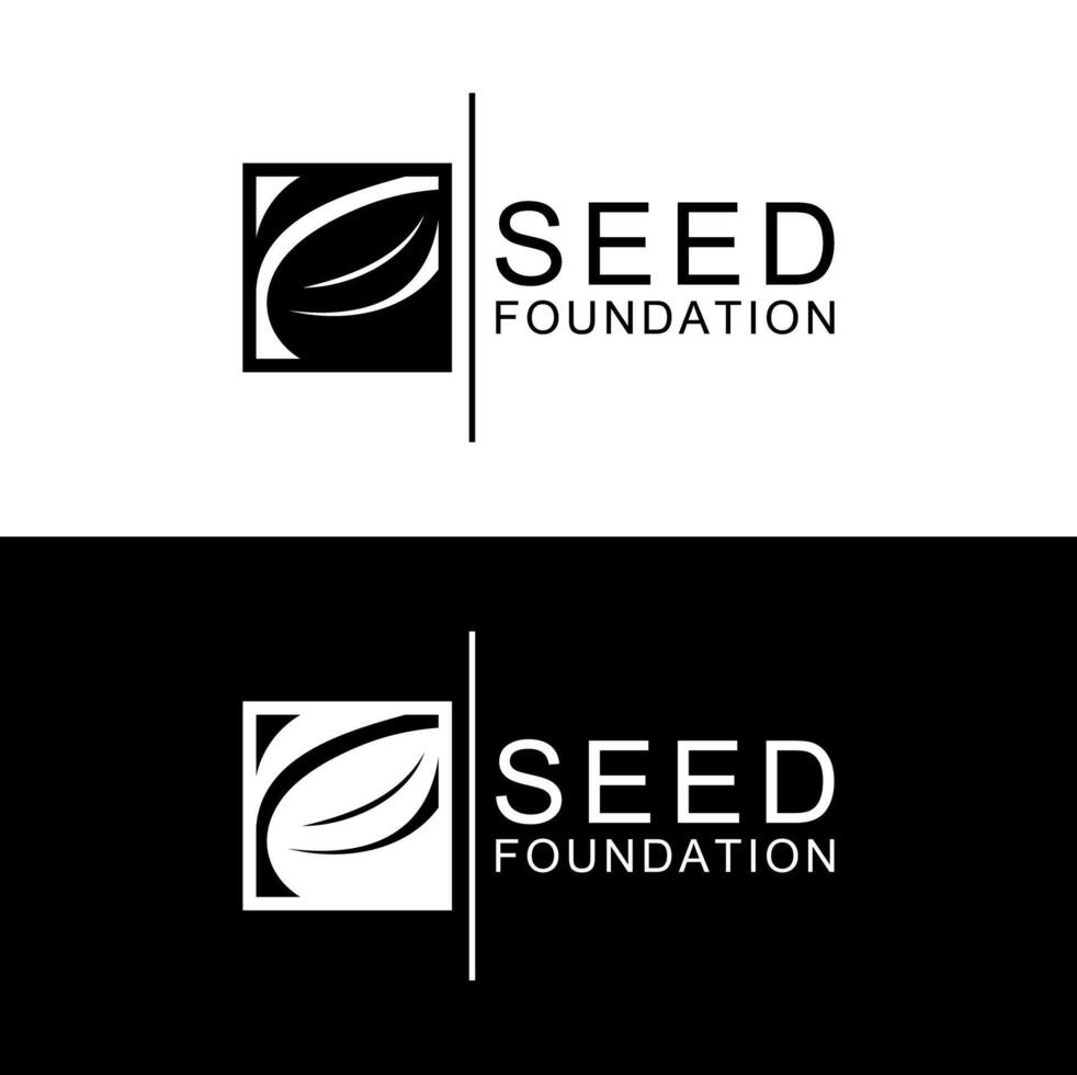 seed plant nature simple logo illustration black and white vector