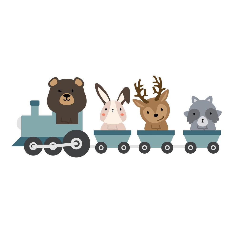 animal ride train safari vector