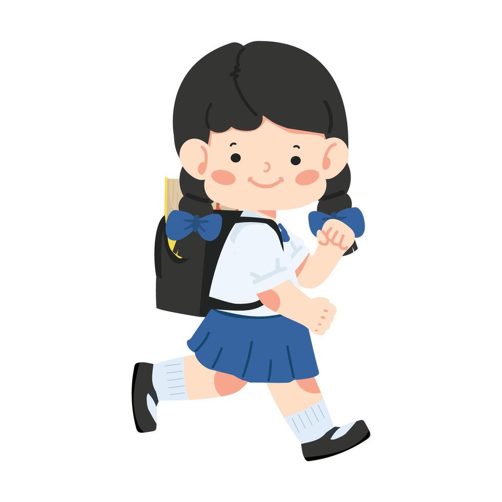 girl is on her way to school vector
