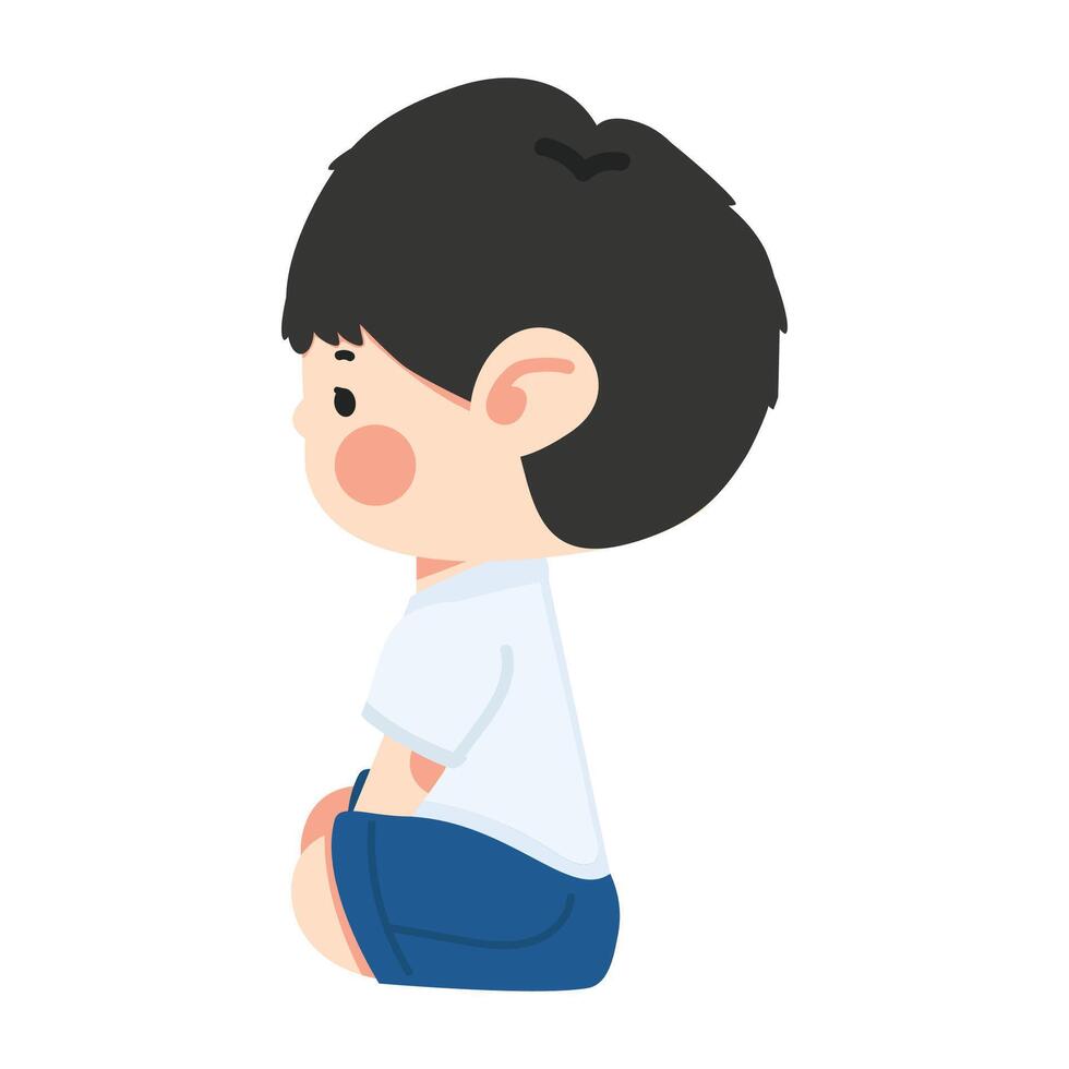 Side View kid Sitting on Floor vector