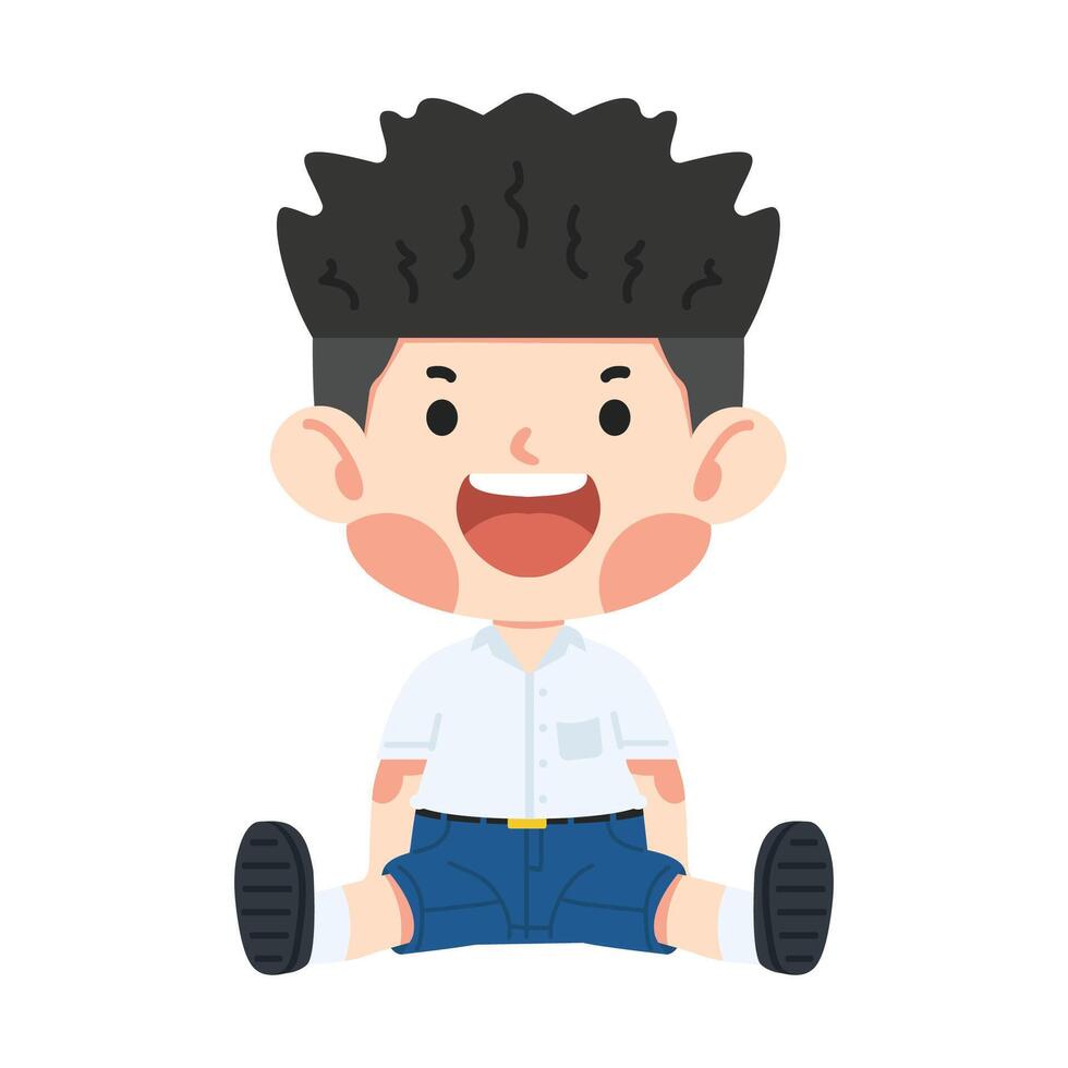 Kid Boy Sitting Down the Floor with Legs vector