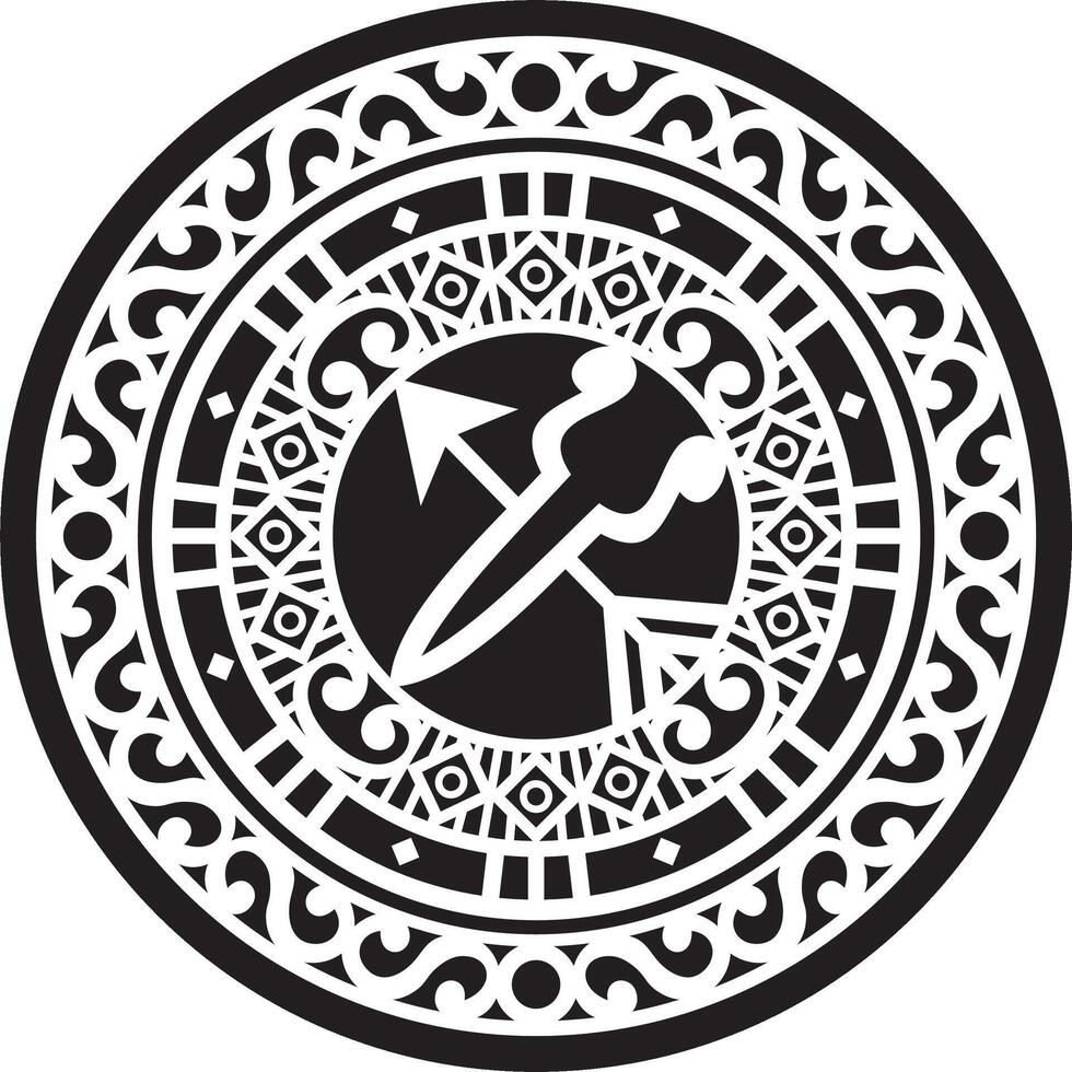 Yakut ornament. Protector of the family, amulet, talisman. Scissors and an arrow, drawing of the far east. Patterns of northern peoples, siberia and tundra vector