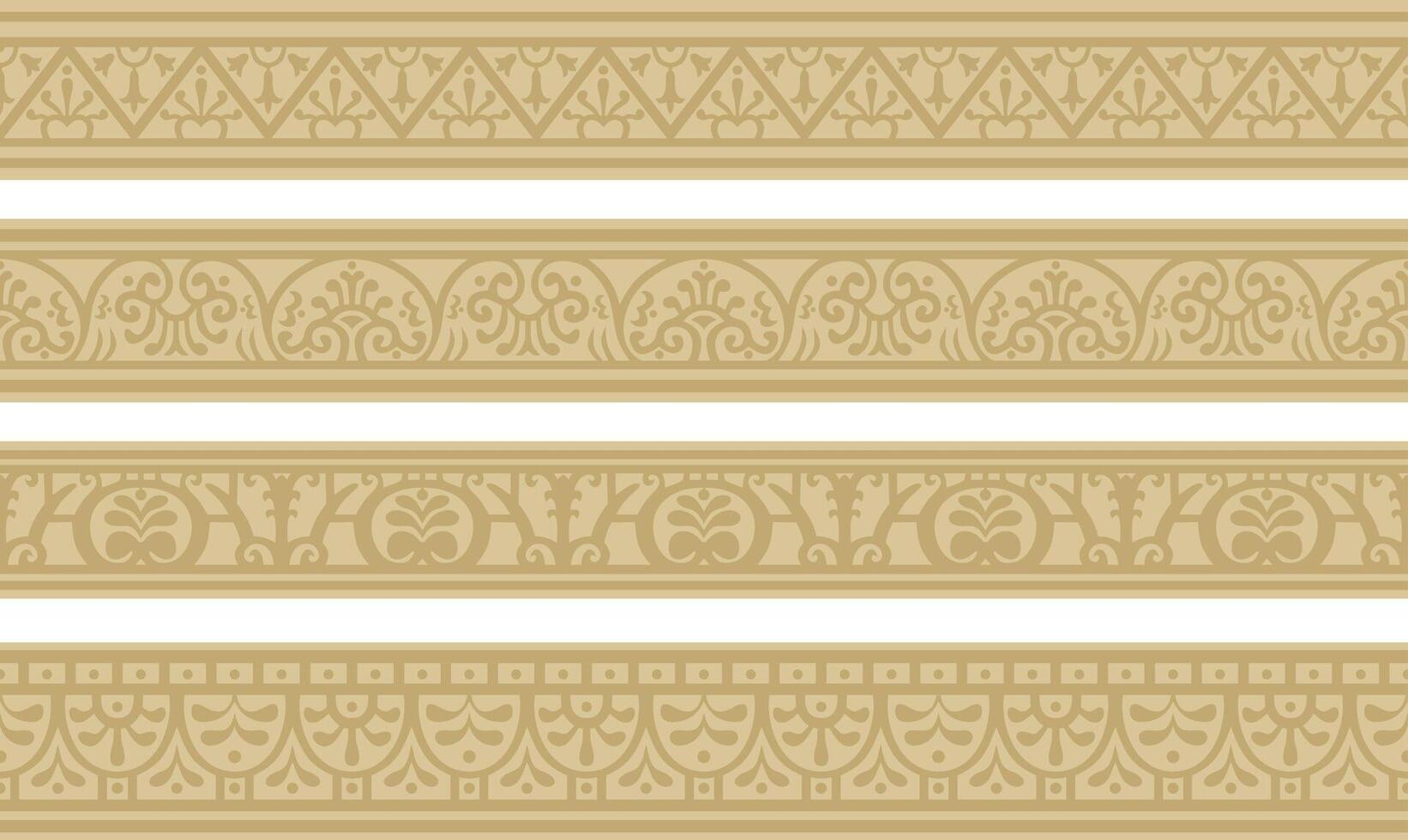 seamless gold border, Pompeii frame. Endless Neopolitan ornament. Art of Ancient Rome. vector