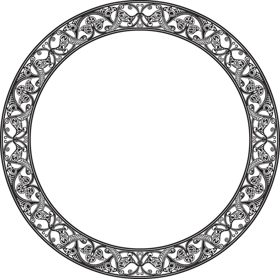 monochrome round oriental ornament. Arabic patterned circle of Iran, Iraq, Turkey, Syria. Persian frame, border. For sandblasting, laser and plotter cutting. vector