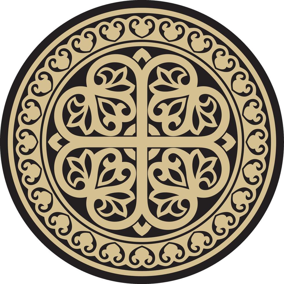 gold and black round ancient Byzantine ornament. Classical circle of the Eastern Roman Empire, Greece. Pattern motifs of Constantinople. vector