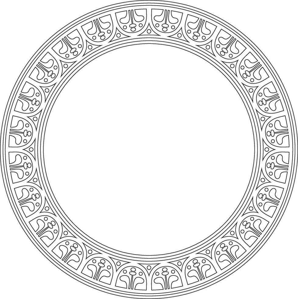 round black contour border, frame, Pompeii ring. Circle Neopolitan ornament. Art of Ancient Rome. Template for stained glass vector
