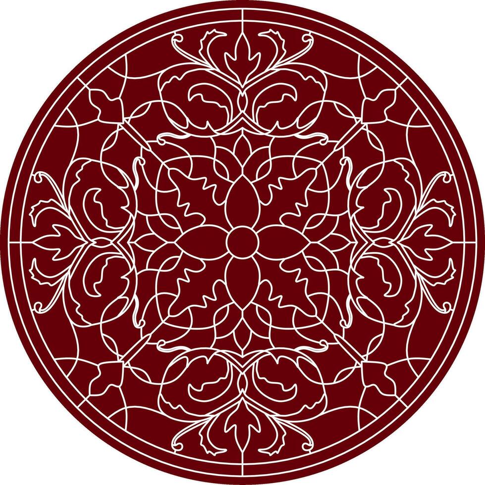 classic colored round ornament. Red pattern in a circle. Drawing of Greece and Ancient Rome. Flower drawing. vector