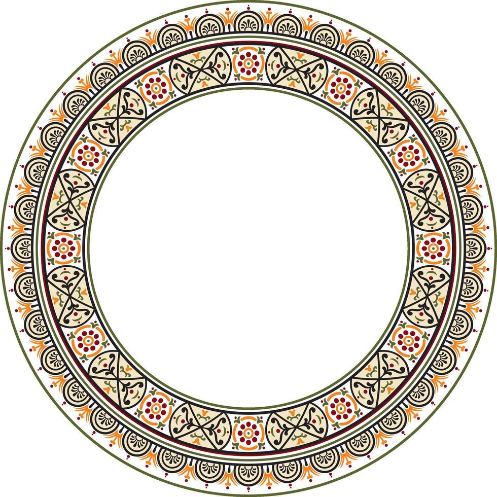 round colored border, frame, Pompeii ring. Circle Neopolitan ornament. Art of Ancient Rome. vector