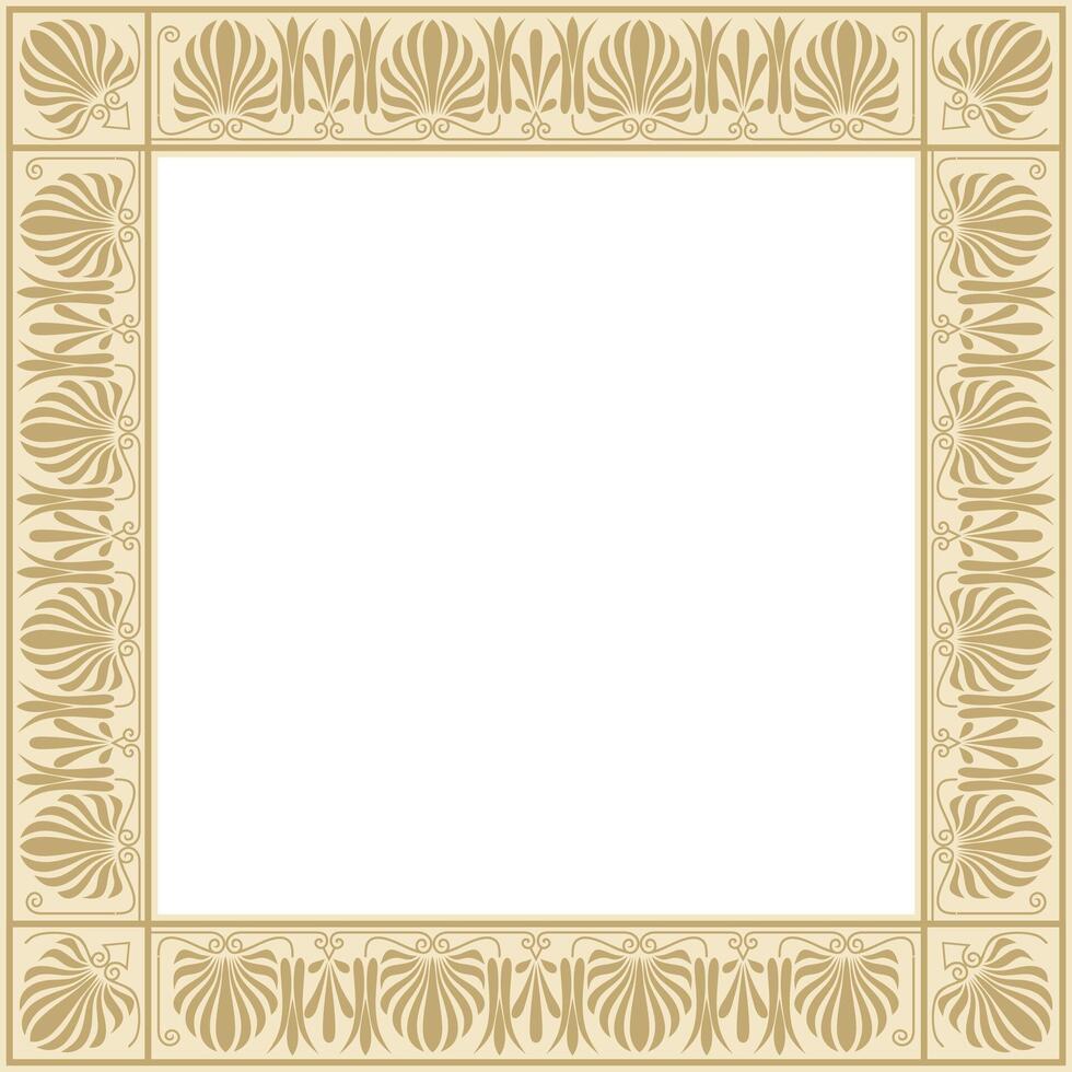golden square classic greek ornament. European ornament. Border, frame Ancient Greece, Roman Empire. vector