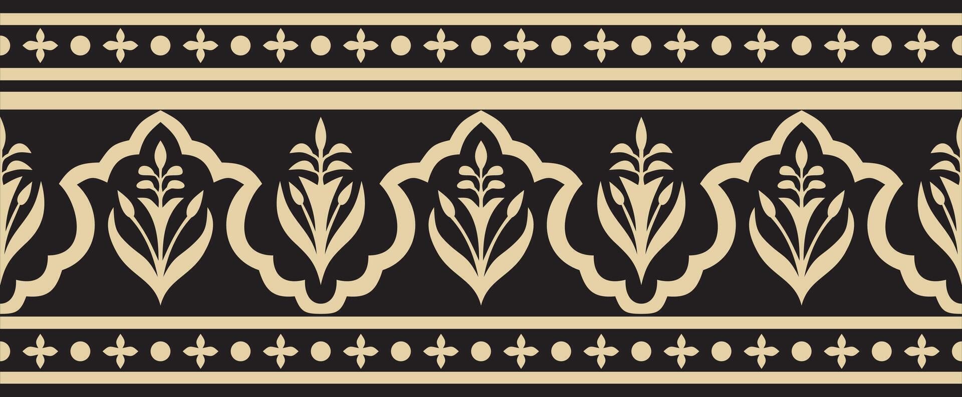 seamless national gold and black ornament of ancient Persia. Iranian ethnic endless border, frame. vector