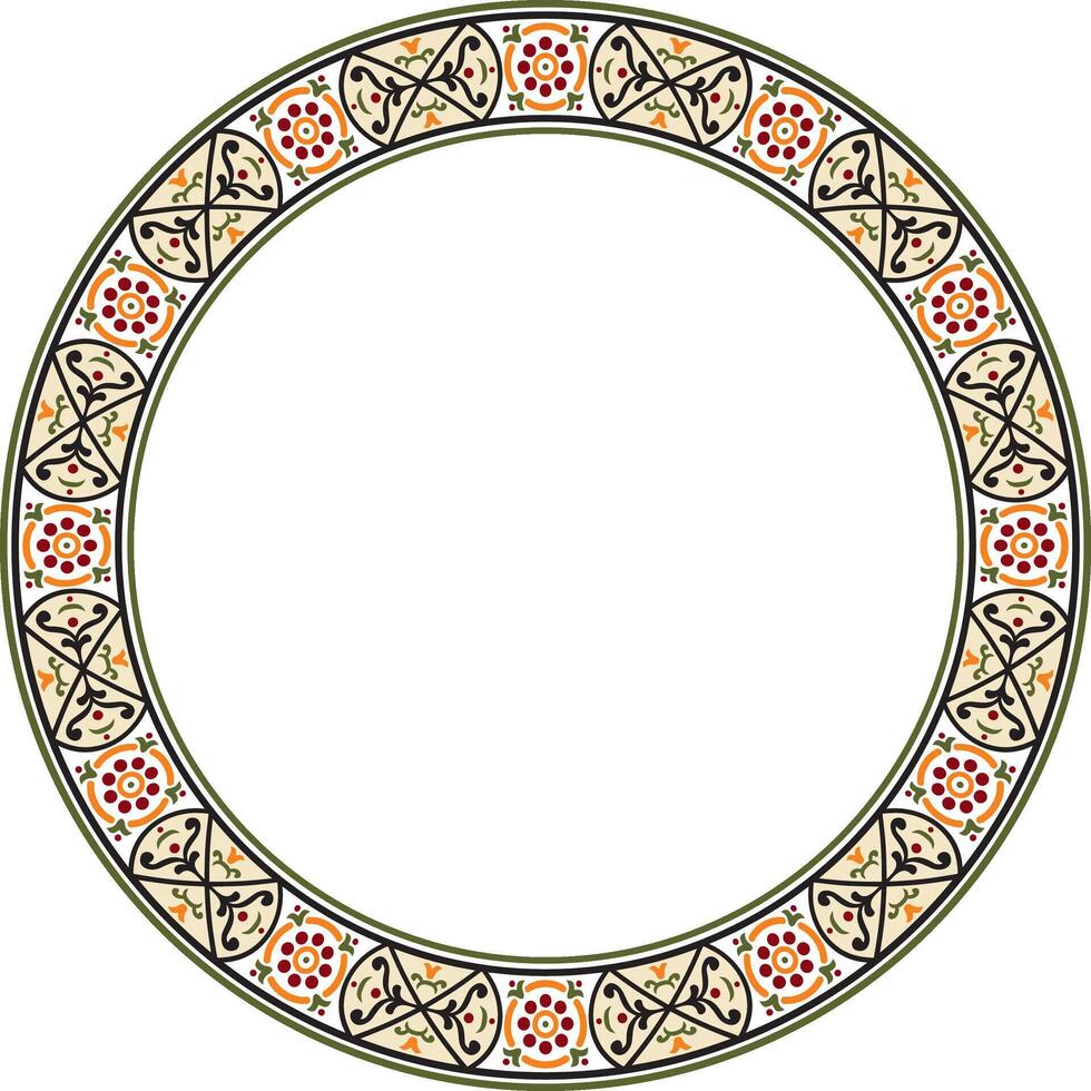 round colored border, frame, Pompeii ring. Circle Neopolitan ornament. Art of Ancient Rome. vector