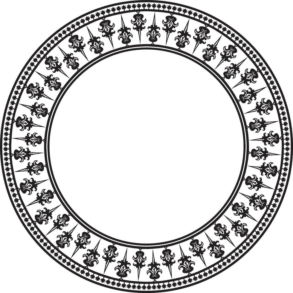 monochrome round byzantine ornament. Circle, border, frame of ancient Greece and Eastern Roman Empire. Decoration of the Russian Orthodox Church. vector