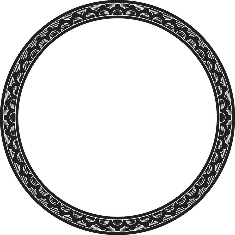 round monochrome black Indian national ornament. Ethnic plant circle, border. Frame, flower ring. Poppies and leaves. vector