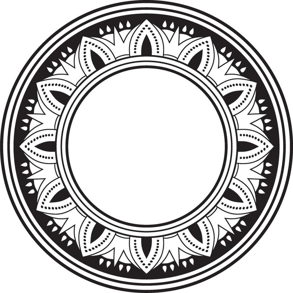 round black monochrome Egyptian ornament. Endless circle border, ancient Egypt frame. vector