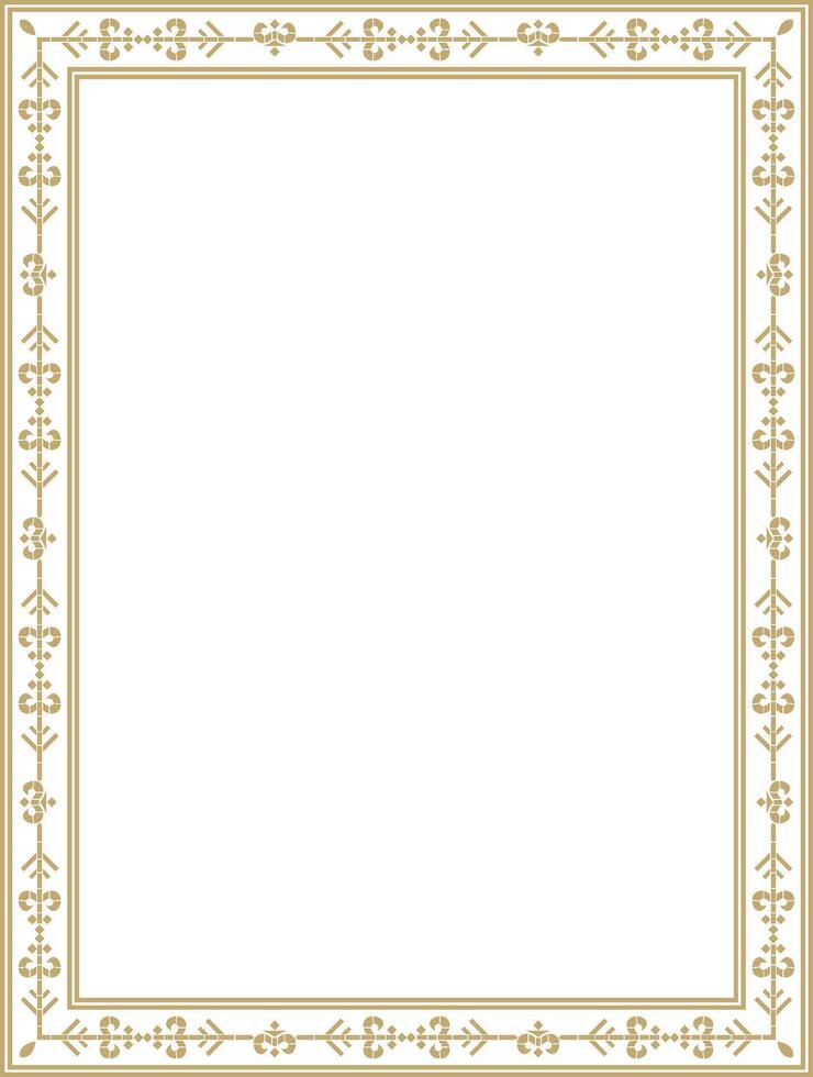 gold square Yakut ornament. An endless rectangular border, a frame of the northern peoples of the Far East. vector