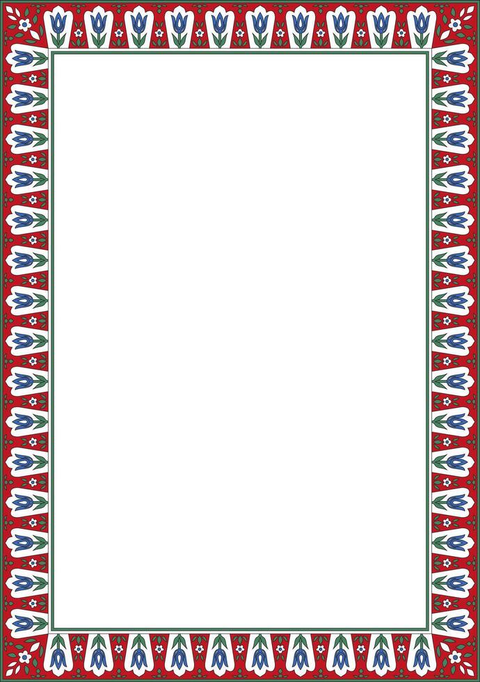 colored square Turkish ornament. Ottoman border, rectangle, frame. Muslim pattern for stained glass. vector