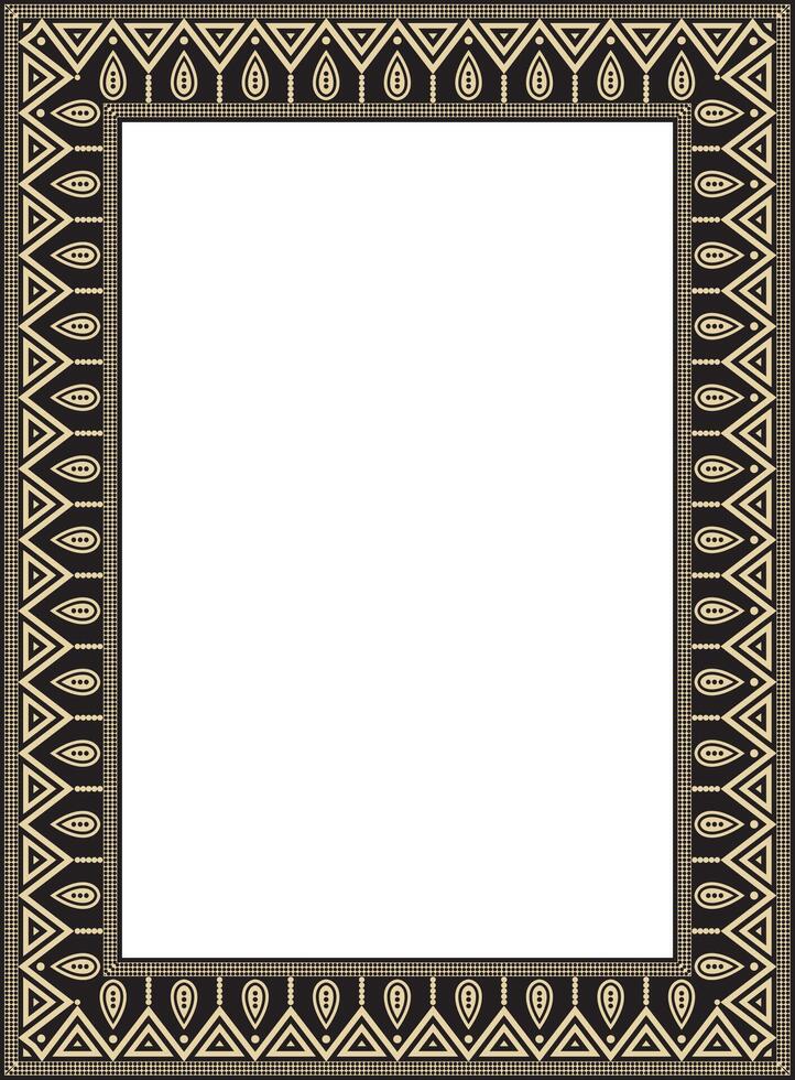 gold and black folk ornament of Native Americans. Square border, frame of the peoples of America, Aztec, Incas, Maya vector