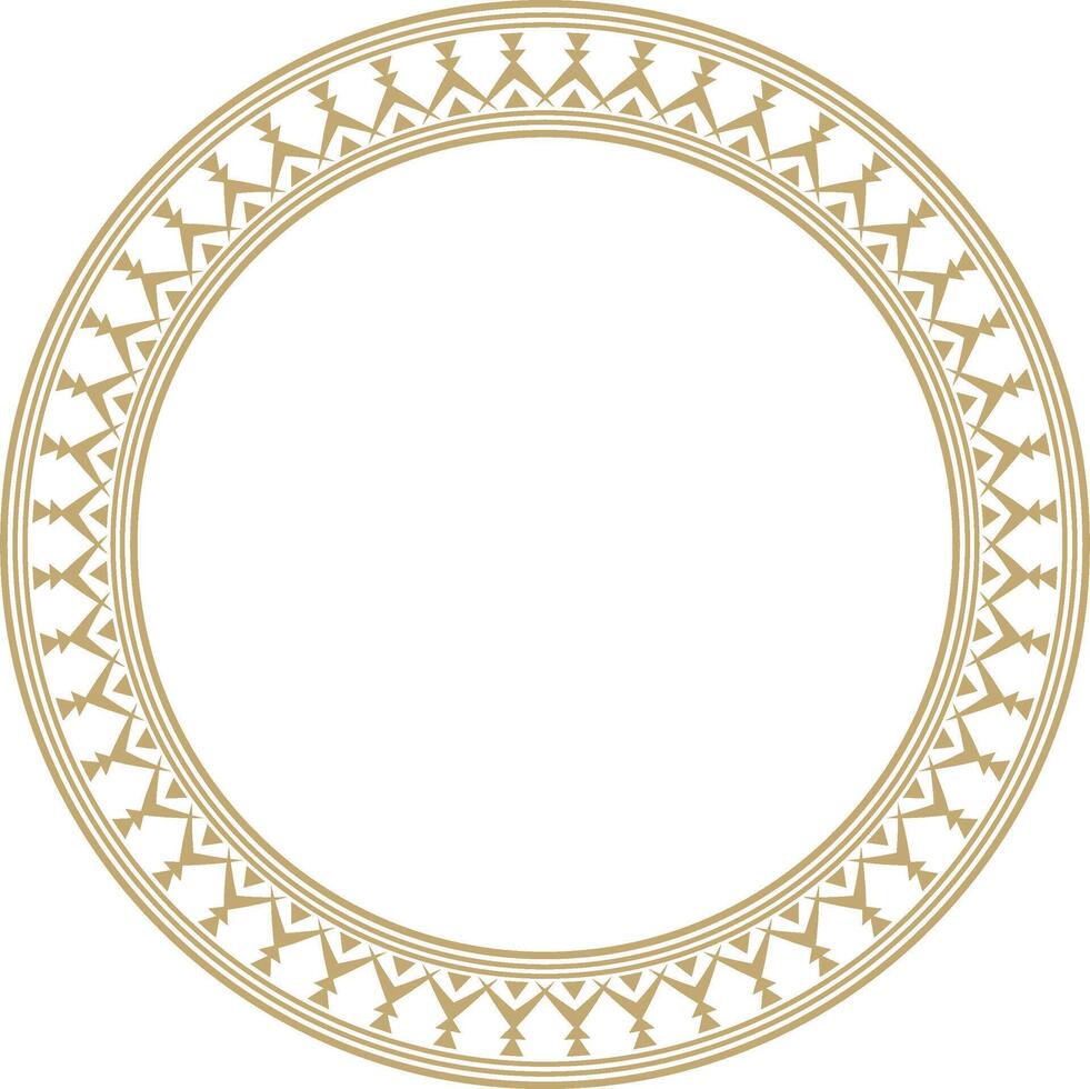 gold round Yakut ornament. Endless circle, border, frame of the northern peoples of the Far East. vector