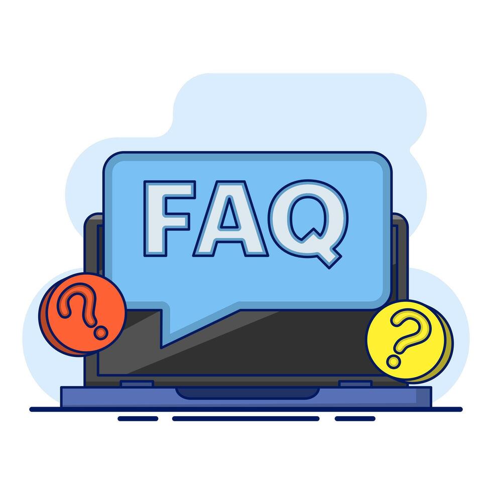 FAQ concept, Frequently asked questions, Website with FAQ page, Question and answer page to help audience, Questions or problem solving, online support center questions digital tool. flat . vector