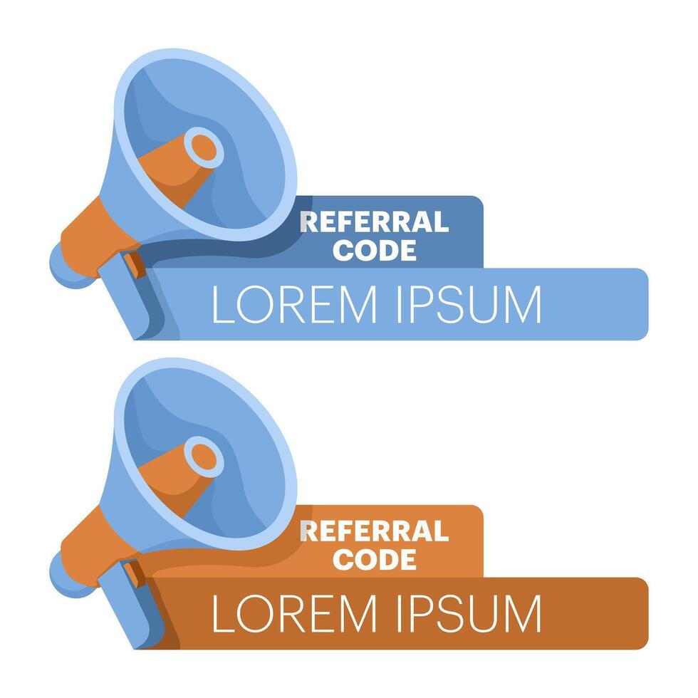 referral code text template concept. share, refer a friend, referral program. Attract friends. referral marketing strategy, landing page, mobile app, flat illustration on background. vector