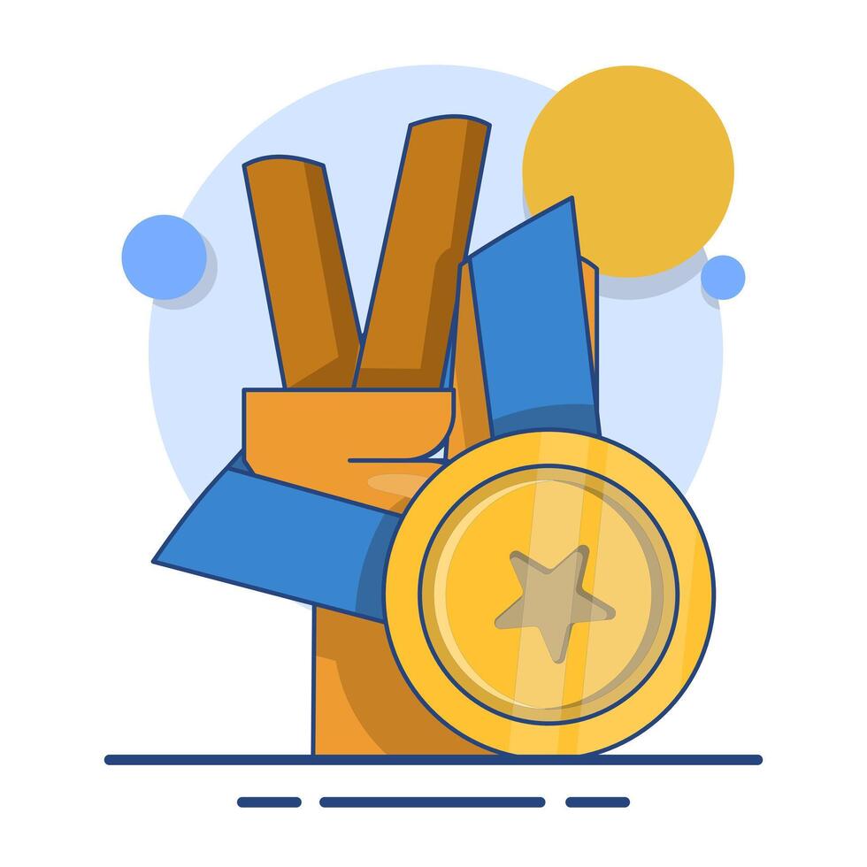 winner concept, victory expression symbol victory hand gesture, motivation, metaphor of success in business, leadership, goal achievement, flat illustration on background. vector