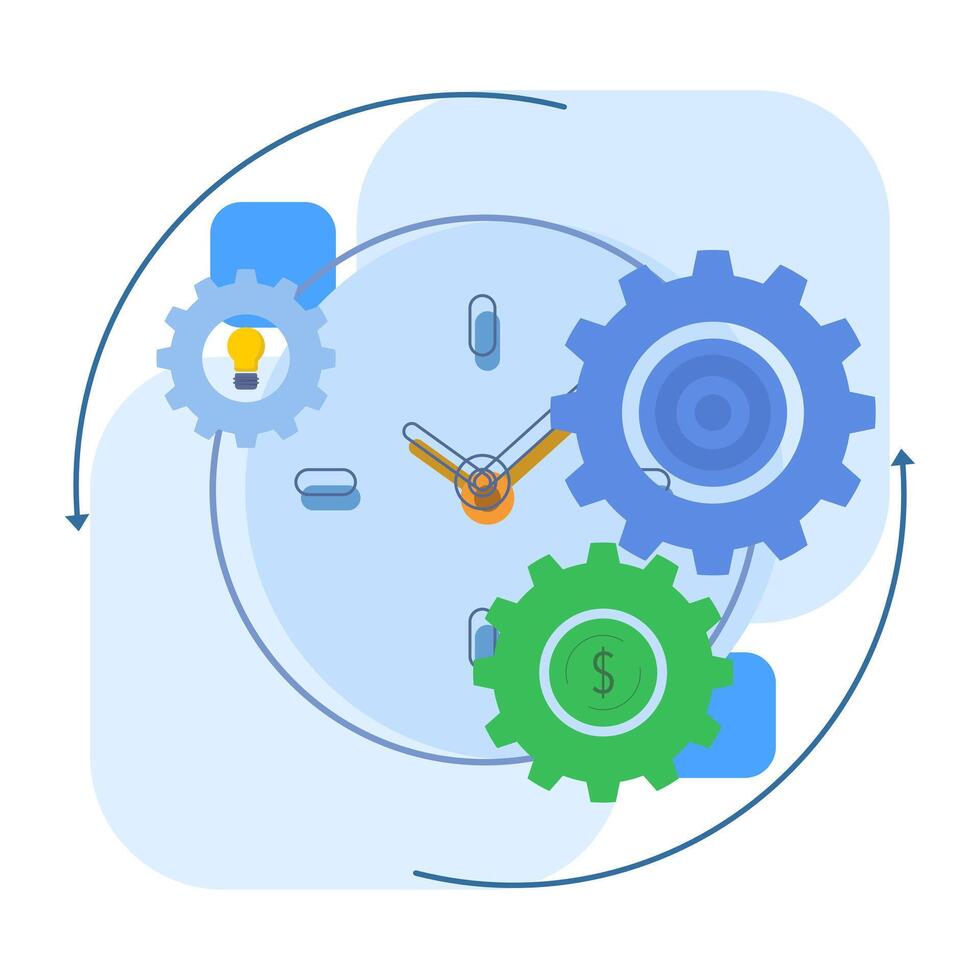 Business workflow concept, work process gears, Infographic elements, Chart with arrows and wheels, work process productivity and efficiency, group of rotating gears. leadership to move the team. vector