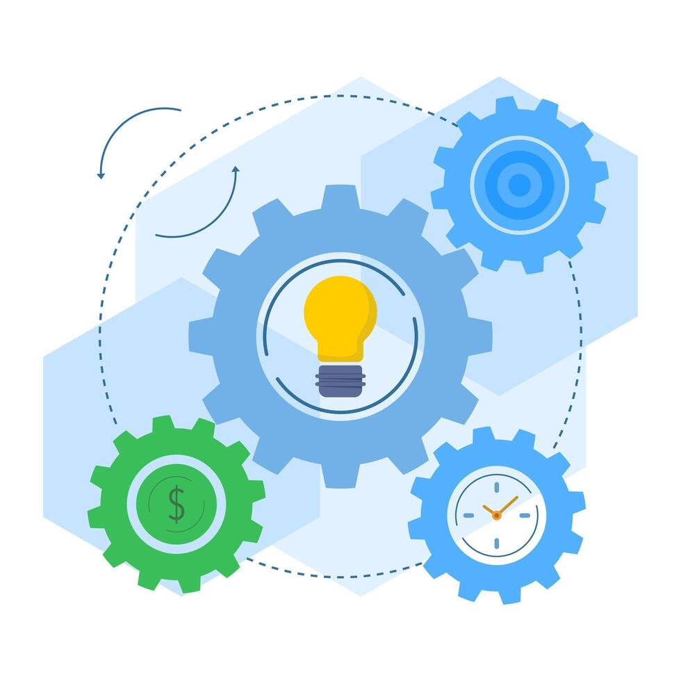 Business workflow concept, work process gears, Infographic elements, Chart with arrows and wheels, work process productivity and efficiency, group of rotating gears. leadership to move the team. vector
