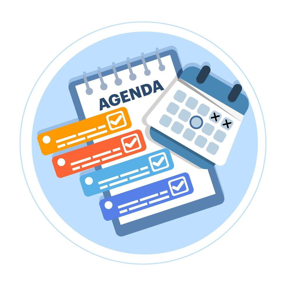 Time management concept with productivity schedule, Calendar, agenda, schedule planning. create a schedule using a calendar. Business and organization concept. background flat illustration. vector