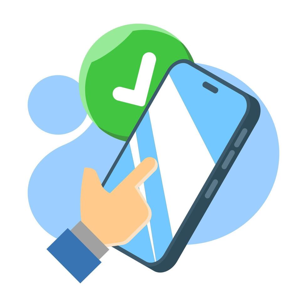 Contactless concept. digitalization support. simple, easy and fast with just a flat design smartphone concept illustration. simple modern graphic elements for ui, infographics, icons. vector
