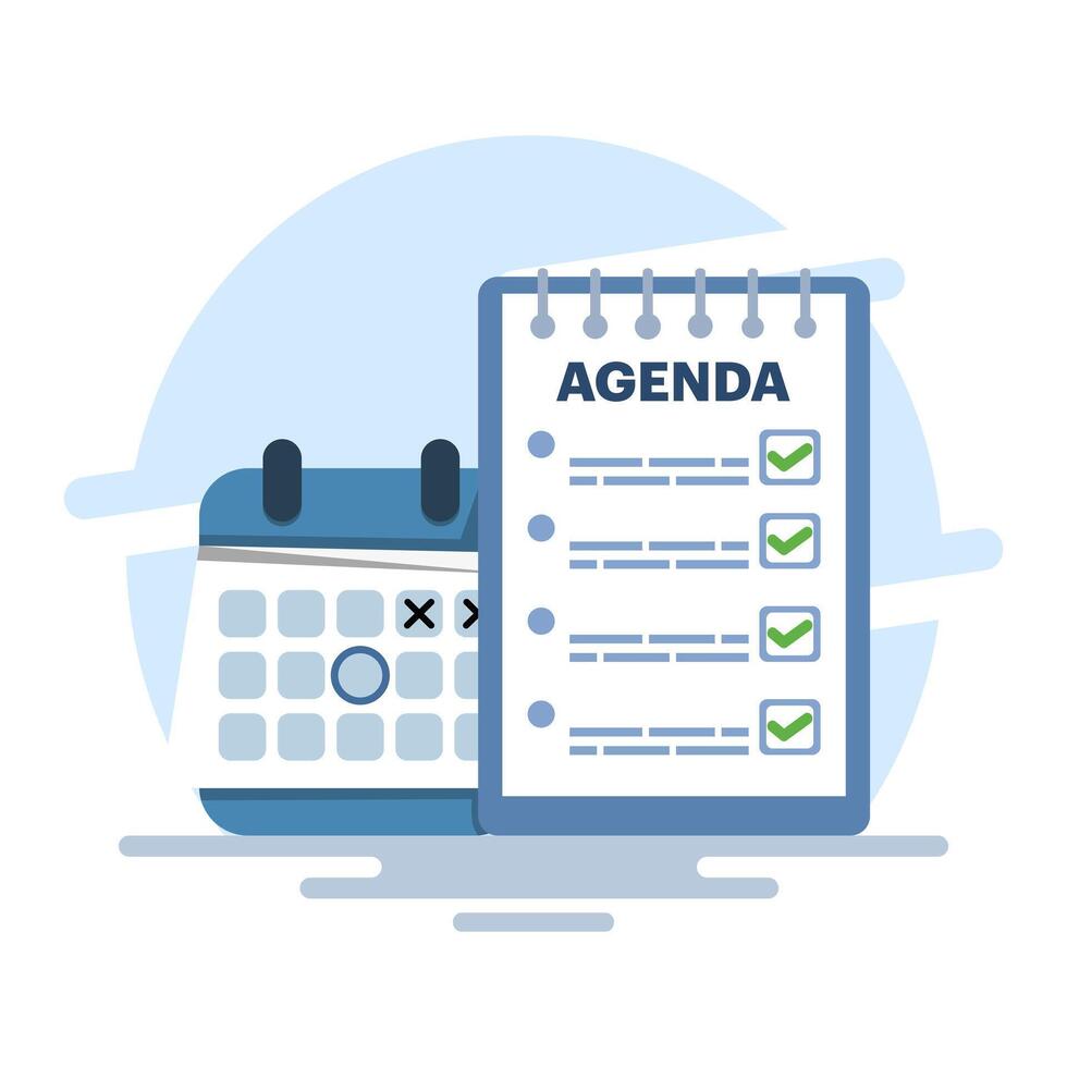 Time management concept with productivity schedule, Calendar, agenda, schedule planning. create a schedule using a calendar. Business and organization concept. background flat illustration. vector