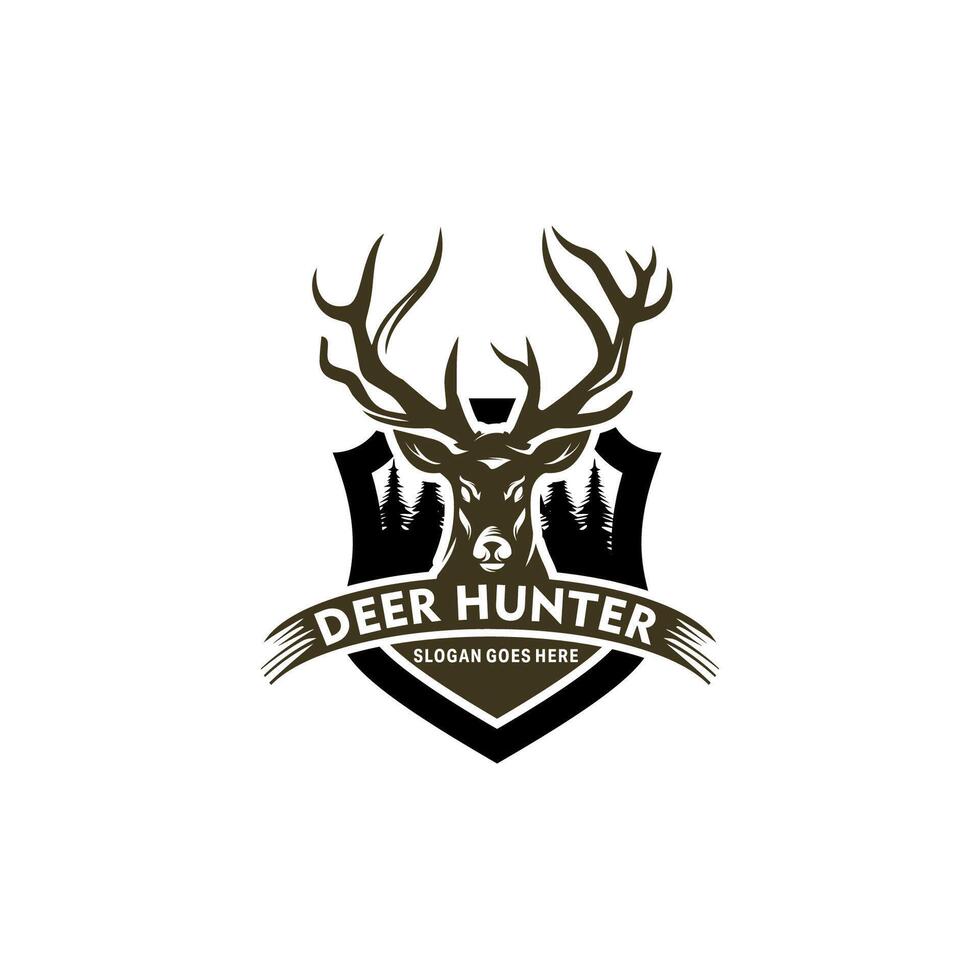 Head Deer Hunting Logo Template vector