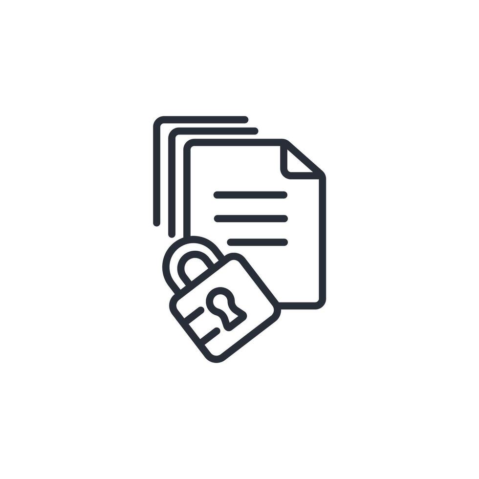 Document lock icon. .Editable stroke.linear style sign for use web design,logo.Symbol illustration. vector