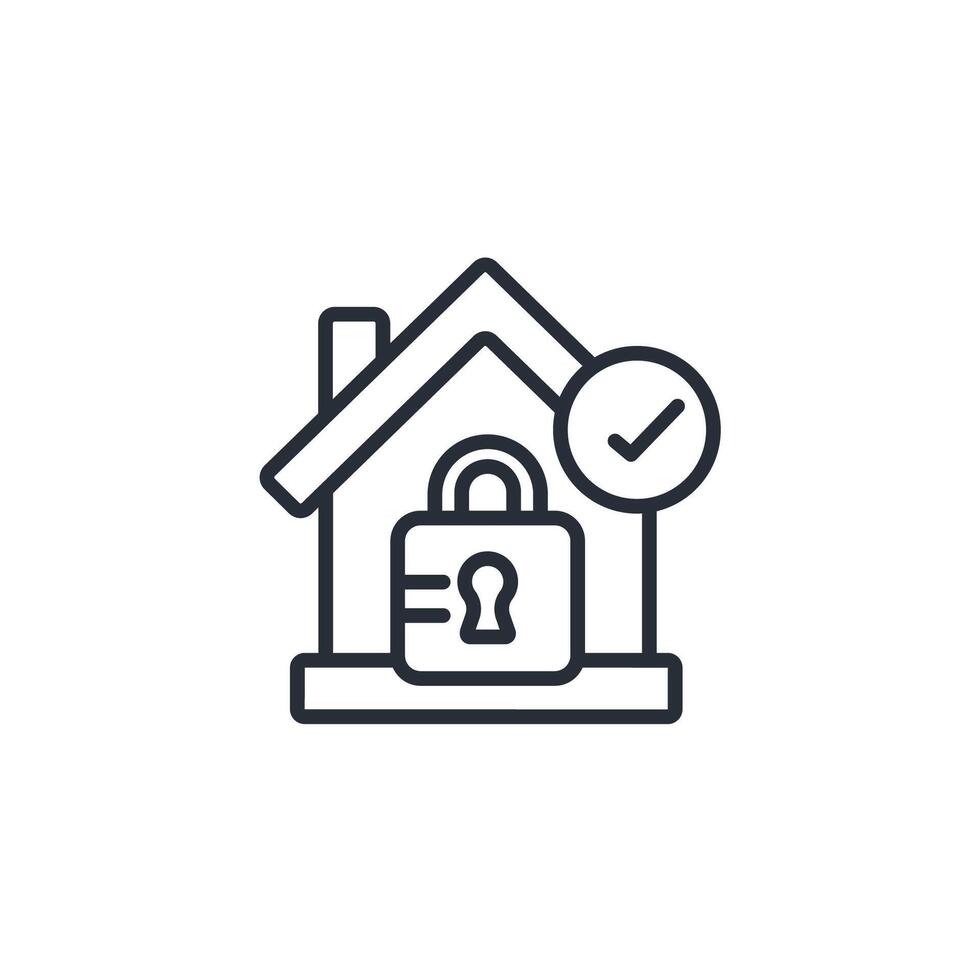 house locked icon. .Editable stroke.linear style sign for use web design,logo.Symbol illustration. vector