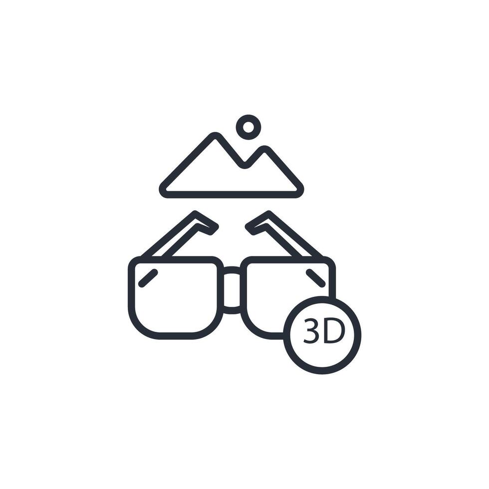 3d glasses icon. .Editable stroke.linear style sign for use web design,logo.Symbol illustration. vector
